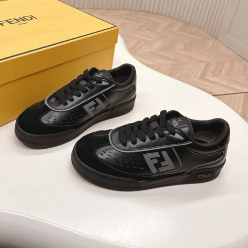 フェンディ マッチ レザー スエード ロートップ スニーカー - 画像 (2)